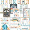Boho Rainbow 17 Pieces Classroom Motivational Posters Welcome Decor Signs for Elementary Middle School Bulletin Board Decorations Growth Mindset Rules