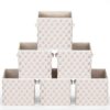 Bokon 6 Pcs 11 Inch Block Print Storage Bins Cube Beige Floral Storage Basket Rustic Floral Foldable Fabric Organizing Bins with Handles for Home Office Shelves Closets Clothes Toys Books