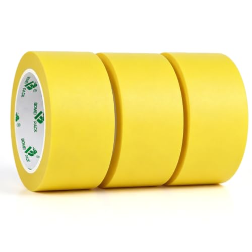 BOMEI PACK 3 Pack Yellow Painters Tape 2 Inch Bulk - Paint Tape 2 Inch x 35 Yards - Painter's Tape Yellow Masking Tape for Walls Painting, DIY Crafting, and School Projects, Total 105 Yards
