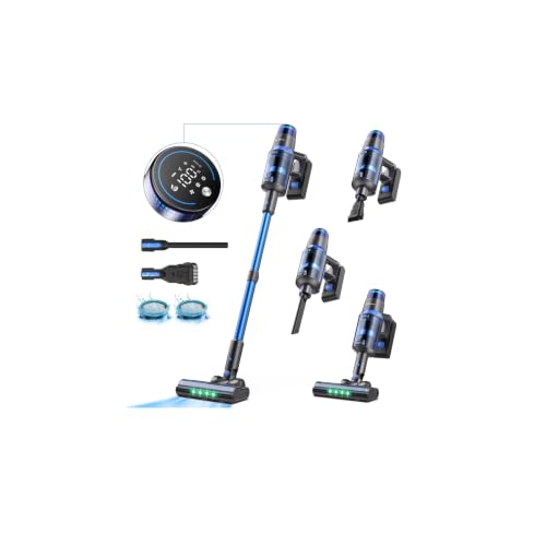 BonePone V25 Cordless Vacuum Cleaner, 680W 60Kpa Powerful Stick Vacuum with Dust Sensor, Digital Display, 4000mAh Rechargeable Battery up to 60Mins, Versatile for Pet Hair, Floor, Carpet