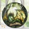 Book Dragon DIY Puzzle Suncatcher Window Hanging Indoor Outdoor Home Garden Decor Birthday Christmas Dragon‑Themed Gift for Fantasy Book Lovers Women Girls Men 7.4 in 83 Irregular Pieces