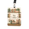 Bookshelf Teacher Id Tag with Lanyard, Custom Name Teacher Leather Badge Holder, PU Leather ID Badge Holder for Teachers, Back to School Gifts for Women Men, School Supplies, Teachers Must Have