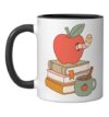 Bookworm Reading Club Cozy Book Lover Tea Time Reader Ceramic Mug, Black/White, 11oz