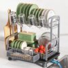 BOOSINY 2 Tier Dish Drying Rack and Drainboard Set for Kitchen Counter