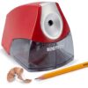 Bostitch Office Electric Pencil Sharpener for Classroom & Desk Use, Heavy-Duty Stall-Free Motor, High-Capacity Shavings Tray, Red