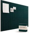Bounmer Large Cork Board Alternative 48“ x 36”, 12-Pack Felt Bulletin Board Tiles with 60 Safe Removable Adhesive Tabs & 30 Pushpins, Cork Boards for Office Walls Decor (Pine Green)