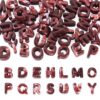 Boutigem 50Pcs Dark Red Acrylic Letter Beads with Big Horizontal Holes