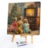 Boys Girls Watching TV Paint By Numbers Kit on Canva 40x40cm No Frame Home