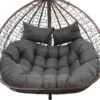 boyspringg Outdoor Double Egg Chair Cushion Replacement Waterproof Thickened Cotton Hanging Basket Egg Chair Cushion 55x35 Inch Universal Fit for Patio Wicker Swing Chair (Grey) (Cushion ONLY)