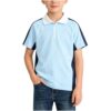 Boys Quarter Zip Collared Shirt Short Sleeve Sports Top Blue