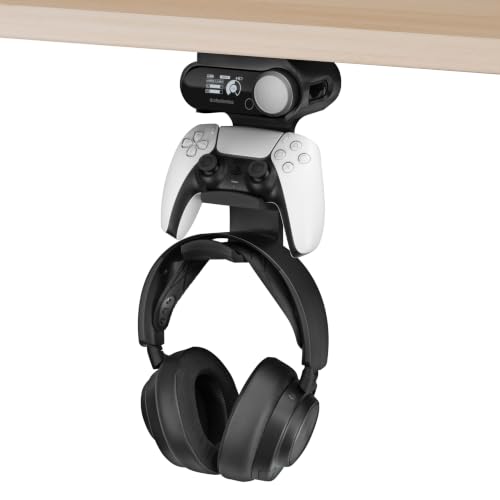 BRAINWAVZ Under Mount Game Controller & Headset Hanger for SteelSeries Arctis Nova Pro Wireless, Nova Elite & Pro Omni + Base Station Dock - Easy Install with Screws or VHB Tape