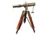 Brass Pirate Spyglass Telescope Nautical Desk Decor with Wood Tripod