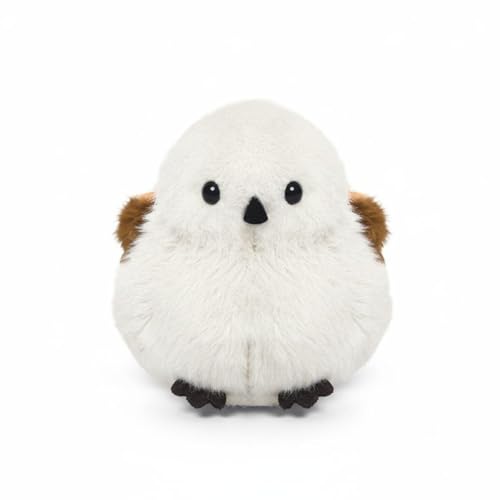 BreezeTrading Bird Doll Stuffed Animal Toy Embroidered Weighted Base Polyester Filling Short Material Soothing Comfort Decorative Companion Suitable for Children Girls Gift Home, White Tit