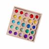 BreezeTrading Children Building Blocks Wooden Puzzle Tray Gem Blocks Crystal Round Pieces Learning Toy Acrylic Beech Wood Clear Light Transmitting Finish Suitable