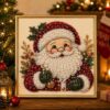 BRELIL DIY Christmas Pearl Diamond Art Kit for Adults, Complete Gem Painting Set with Pre-Printed Quality Canvas, Beads, Tools & Instructions, Santa Wreath Pattern, Wall Decor for Cozy Home，Type A