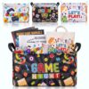 Breling 4 Pcs Game Night Gift Basket Game Night Party Decorations Games on Baskets with Handles Storage Bin Organizer Box for Christmas Family Games Party Supplies Family Gatherings Gifts