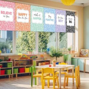 Breling 6 Pcs Classroom Valance Curtains, 36 x 24 in,Incentive Notebook