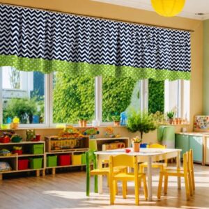 Breling 6 Pcs Classroom Valance Curtains, 36 x 24 in,Stripe