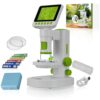 Bresser Youngster LCD Microscope Digital Children's Microscope 3.5 Inch Display 11.4 x 129.8X Magnification 4K Photo/Full HD Video Handheld & Table Microscope Battery