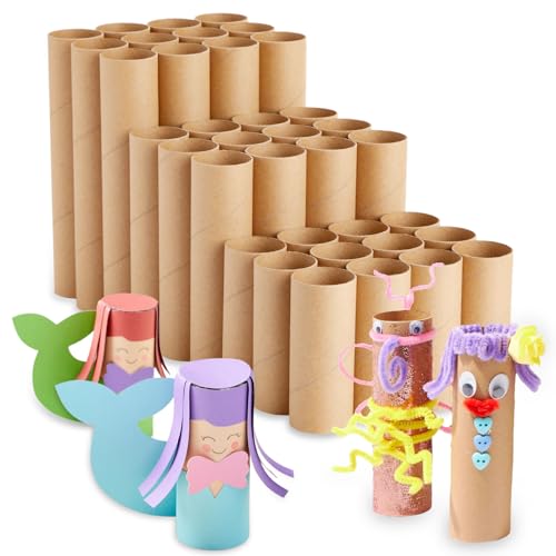 Bright Creations Cardboard Tubes - Toilet Paper Rolls for Crafts & Paper Tubes - Sturdy Project Base & Sculpting Cardboard Rolls for Assorted DIY Art Materials & Supplies - 4, 6 & 8 in, 36-Pack