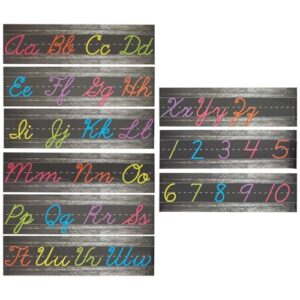 Bright Creations Cursive Alphabet Wall Strip - Numbers Bulletin Board Borders for Classroom Wall - Pack of 9 – Chalkboard Brights Alphabet Design Cursive Letters (21 x 6 in)