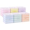 BrightRow 6 Pcs 11 Inch Pastel Gingham Cube Storage Bins Collapsible Storage Organizer with Handles Fabric Container Baskets for Closet Clothes Toys Book Room Home Organization