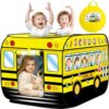 Britik School Bus Pop Up Tent Kids, Indoor Outdoor Playhouse Toy for 3+
