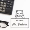 British Shorthair Cat Peeking Ex Libris Book Stamp, Duo Hand Mount