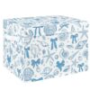 Briwooody Beach Storage Bin with Lid and Carrying Handle Coastal Blue Bow Seashell Foldable Storage Box Summer Bachelorette Party Decorative Collapsible Container Basket for Closet Home Bedroom Gift