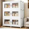 BROVIEW 900 Qt/225 Gal Stackable Storage Bins with Lids, 3 Pack, White
