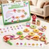 Bryasha Greedy Caterpillar Wooden Lacing Bead Threading Toy, Montessori Fine Motor Skills Game with Fruit Pieces (Greedy Caterpillar Lacing Toy(2))