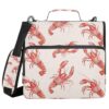 Bseiialft Watercolor Lobsters Zipper Binder 3-Ring Binder Bag with Shoulder Strap, 500-Sheet Capacity, Multi-Pocket