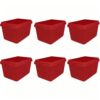 BSFHKLA Set Of 6, 18‑Gallon Plastic Holiday Storage Container With Raised Lid, Red, Stackable Latching Totes For Christmas Decorations And Seasonal Items(HolidayRed)