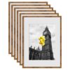 BSRHOME 12x16 Picture Frames Set of 6 with Plexiglass, Display Pictures 11x14 with Mat or 12x16 Without Mat for Tabletop Display and Wall Mounting, Light Brown