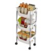 BSTiltion 3 Tier Rolling Utility Cart Adorable Bear Design Toy Snack Book Holder for Kitchen Bedroom (3 Layers White Gray)