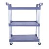 BSTiltion 3 Tier Utility Cart Heavy Duty Rolling Tool Cart with 4 Casters for Restaurant Home Workshop Gray PP Aluminum 38.58x19.09x40.94in