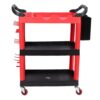 BSTiltion Auto Detailing Tool Cart Durable 3 Tier with Wheels Pegboards Hooks for Detailers Garage Mechanic Workshop