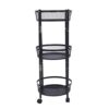 BSTiltion Foldable Metal Utility Cart 3 Tier Rolling Storage Trolley for Kitchen, Carbon Steel, 34.65 X 10.83 X 13.78in (Black)