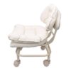 BSTiltion Low Rotating White Rolling Stool with Back for Flexible Seating