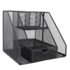 BSTiltion Metal Mesh Desktop Organizer Sturdy Vertical File Holder for Office Supplies Black