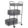 BSTiltion Movable Utility Cart Pull Out Basket Multi Functional Storage Organizer for Bathroom Gray