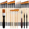 Bthomstfmly 33 Pcs Paint Brush Set with Wooden Handles, Nylon Bristles, and Storage Case for Acrylic, Oil, Watercolor Painting, Artist Painting Kit for Beginners and Professionals