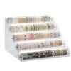 BTSKY 5 Tier Washi Tape Organizer - Clear Plastic Washi Tape Storage Rack, Assembly Washi Tape Storage Holder Washi Tape Dispenser Desk Accessories Display Caddy for Scrapbooking Art Craft Supplies