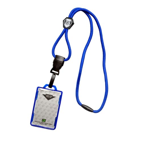 Bulk 20 Pack - Specialist ID Heavy Duty Lanyard and Identity Stronghold 2-Card RFID Blocking Badge Holder - 2 Sided/Blocks 13.56MHz Signal - Double Sided - Secure CAC PIV TWIC Card Holder (Royal Blue)