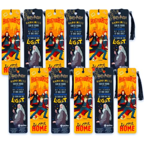 Bulk Harry Potter Bookmark Party Favors Set - Bundle with 12 Hogwarts Bookmarks for Classroom Prize Box, Goodie Bag Fillers, More | Harry Potter Party Supplies for Boys Girls Kids