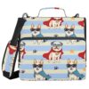 Bulldog Stripes Zipper Binder Bag 3 Ring File Folder Large Zippered Binder Document Organizer with Shoulder Strap Fits Laptop for School College Office Supplies