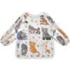 Bulletgxll Cat Dog Playful Kids Art Smock Waterproof Artist Painting Aprons Long Sleeve with 2 Pockets for Age 2-6 Years