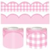 Bulletin Board Borders, Pink Checkered & Solid Border Trim, Classroom School Chalkboard Wall Door Window Decorations, 2 Rolls 100ft
