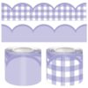 Bulletin Board Borders, Purple Checkered & Solid Border Trim, Classroom School Chalkboard Wall Door Window Decorations, 2 Rolls 100ft