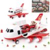 bulucoben Fire Truck Airplane Toy Set for Kids with Lights & Sounds